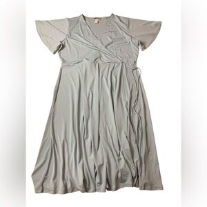 H&M Light Blue Flutter Sleeve Wrap Midi Dress - XL